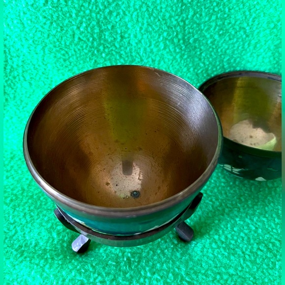 Vintage Brass Cloisonne Egg Trinket Holder on
Brass Stand - Picture 5 of 8